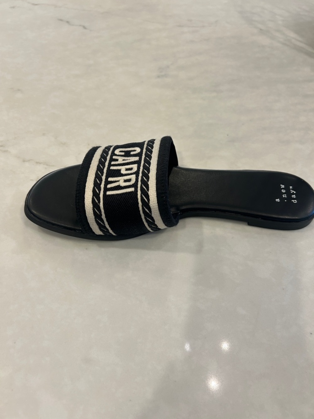 a new day Black Slide Sandals with White Logo Strap - Picture 4 of 7
